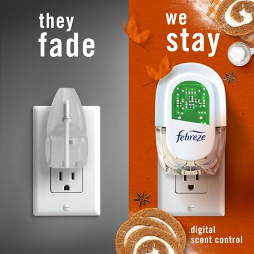Febreze Plug In Air Freshener, Odor-Fighting Scented Oil Refill, Air Fresheners for Home and Bathroom and Kitchen, Long Lasting for Strong Odors, Pumpkin Roll Scent, 0.87oz Refills, 2 Count - image 4