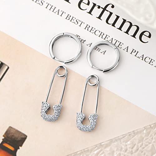 Fashion Charm 925 Sterling Silver Bridal Teardrop Waterdrop Drop Dangle Earrings Jewelry For Women Wedding Christmas Gift (Silver-Safety Pin) #TOP2