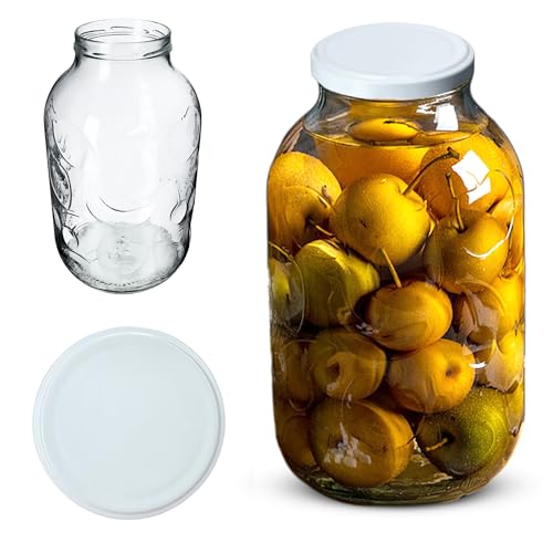 KADAX Lot de 1 frasco de conservación redondo con tapa de rosca - 5 l - Para mermelada, conserva, etc. - Blanco