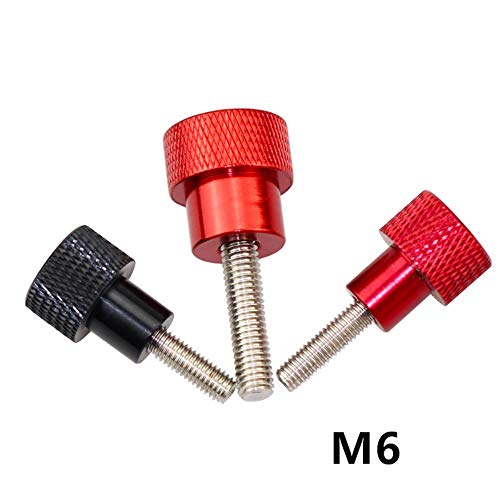 5 Stück M6 Aluminium Rändelkopf Edelstahl Stufenhand Rändelschrauben, Rot, M6