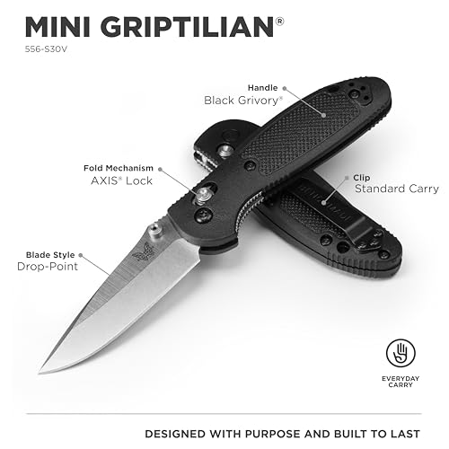 Benchmade 556 Mini Griptilian MDP Plain Edge, Black