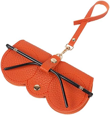 Soft Leather Sunglasses Bag, Leather Glasses Case Holder Portable Slim Sunglasses Pouch Soft Eyeglasses Bag Eyewear Sleeve (Orange)