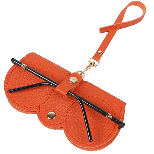 Soft Leather Sunglasses Bag, Leather Glasses Case Holder Portable Slim Sunglasses Pouch Soft Eyeglasses Bag Eyewear Sleeve (Orange) #TOP3