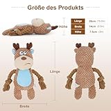 TONYFY Hundespielzeug, Hund Quietschspielzeug mit Knitterpapier, Plüschtier Hund Plüsch Kauspielzeug, Baumwollseil interaktives Spielzeug für Welpen, kleine, mittlere Hunde (Kamelfarbener Elch)