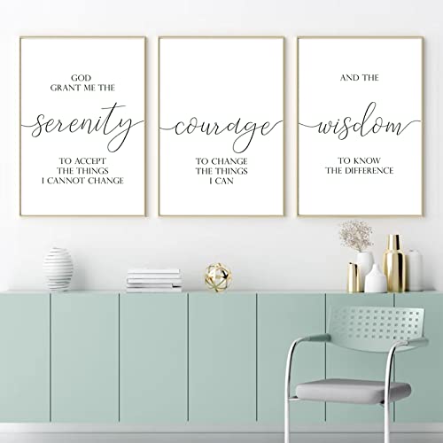 Serenity Prayer Wall Art Decor 3 Pieces Bible Verse Wall Art God Grant Me the Serenity Wall Decor Scripture Art Prints Christian Quotes Canvas Picture for Living Room Bedroom 16x24 Inch Unframed by Pennclys - Used condition - Image 4