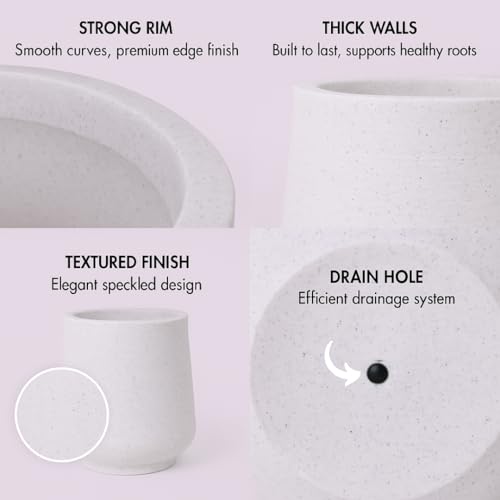 Image of Bigsmall Designed Plant Pots, Premium Durable Polymer Flower Pots for Indoor & Outdoor Plants - Lightweight, Stylish, and Weather-Resistant Garden Planters (Sierra-White Stone, 18 Inch)