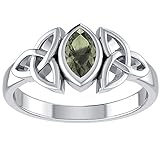 Sterling Silver Celtic Knot and Genuine Green Moldavite Ring(Sizes 5,6,7,8,9,10) (11)