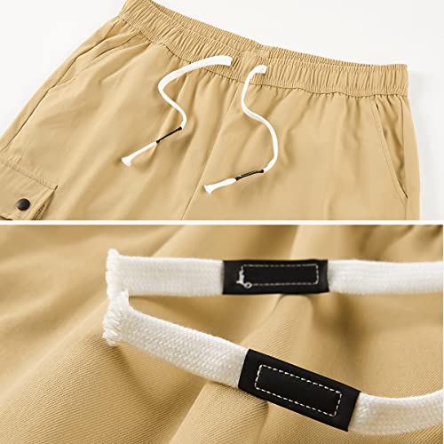 Msmsse Women's Cargo Shorts Soft Casual Lightweight Hiking Shorts Sports Knee Length Shorts Khaki L #TOP2
