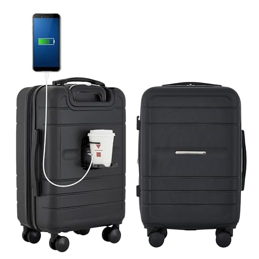 How does external usb access on luggage work French Connection Stylish Carry-On Luggage