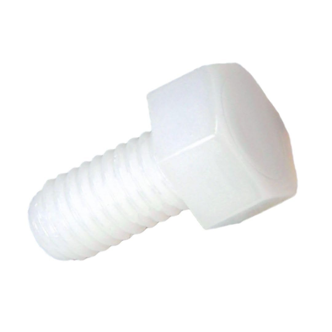 Tornillos de cabeza hexagonal/pernos de plástico (nailon 6.6), rosca métrica conforme a la normativa DIN 933, fijación industrial y doméstica - M16 x 80 - blanco - 100 unidades - Plastic Hardware