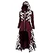 yiouyisheng Gothic Kleid Damen Renaissance Kostüm Robe mit Reißverschluss Mittelalter Kleid mit Kapuze Langarm Retro Cosplay Halloween Karneval Vintage Plus Size Kleid