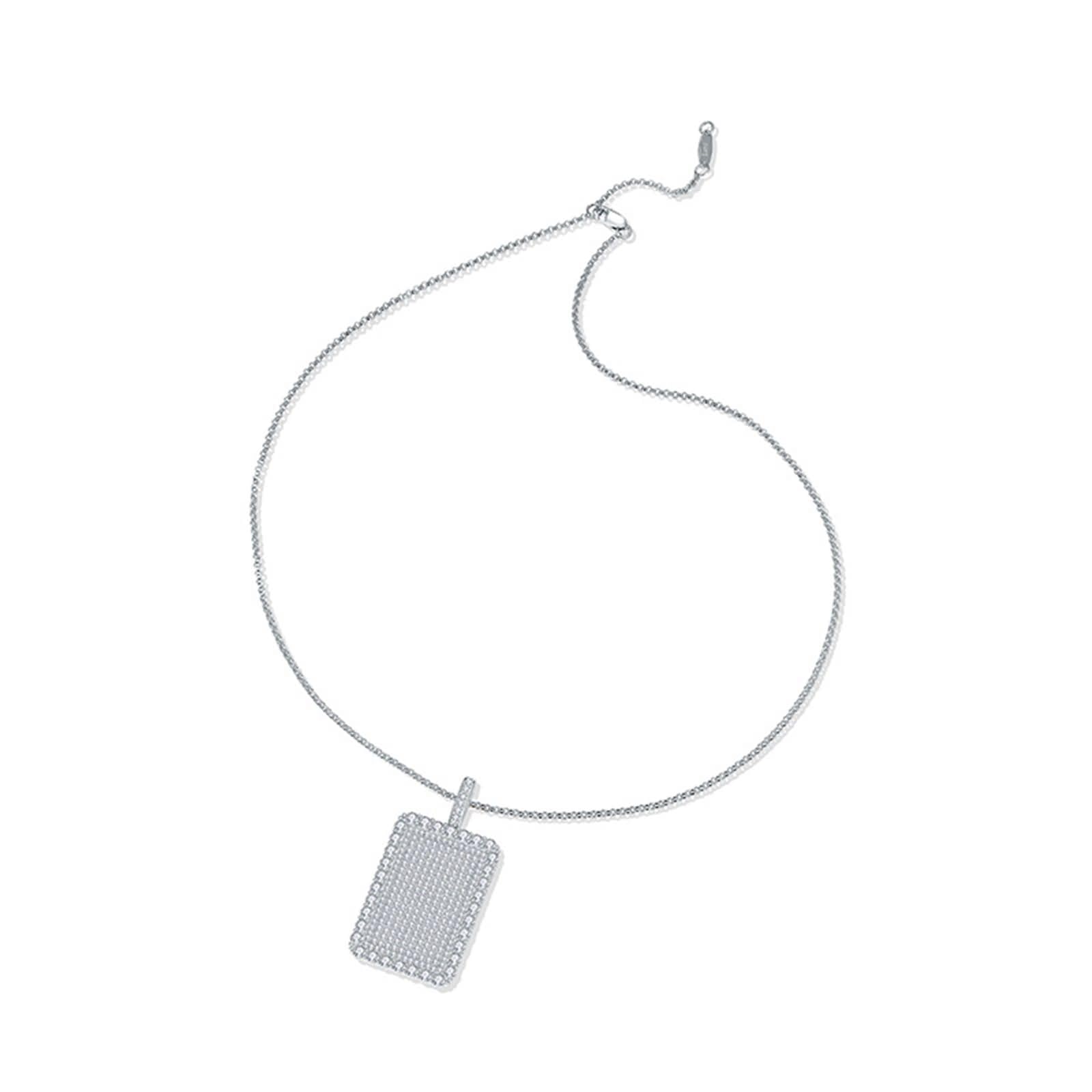 Collane in Argento Sterling 925 Donna,Collana Catene Rettangolo Tag Catena Collana Argento Donna