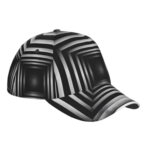 Juzkaqu 3D Vortex Optical Illusion Square for Unisex Baseball Cap with Curved Brim – Quick-Dry Polyester, Adjustable Snapback, Breathable & Lightweight – for Summer Running, Travel & Daily Wear Black - Image 3