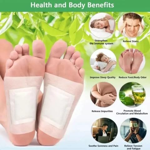 Image of Detox Foot Patch 30 Patches | Bamboo Vinegar Herbal Foot Pads | Overnight Foot Care Patches for Relaxation, Stress Relief & Better Sleep Experience | Natural Foot Detox Pads for Men & Women