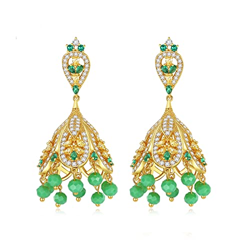 Boucles d'oreilles plaqué or cloche et zirconium anti-ternissement pour femme
