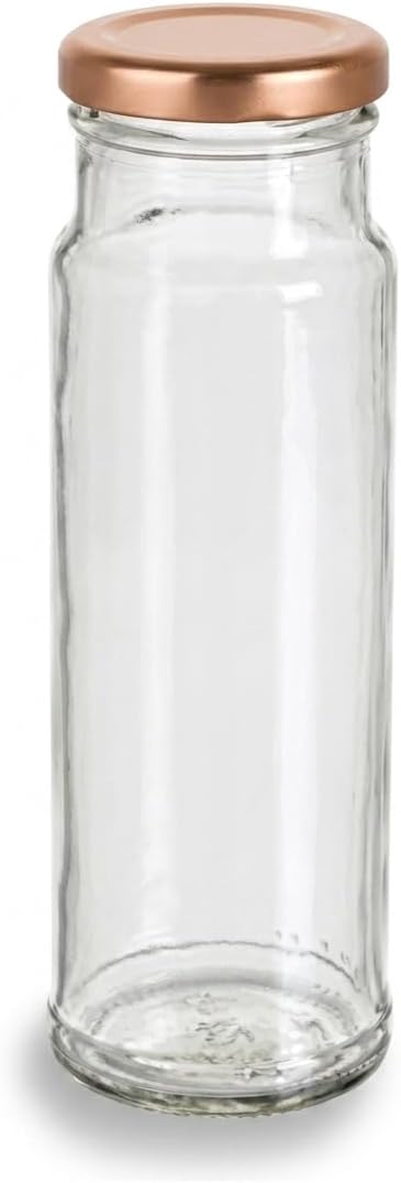 Nakpunar 12 pcs 8 oz Tall Glass Jars with Lids (Copper, 12)