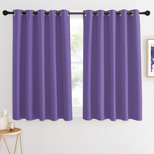 NICETOWN Blackout Curtains 54 Inches Long, Thermal Insulated Room Darkening Curtains for Bedroom, Window Treatment Drapes for Living Room Nursery (W66 x L54 Inch, Lilac Purple, 1 Panel)