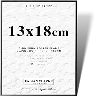 Fabian Clarke London® A5 or 13x18cm Black Aluminium Picture Frame Hang Portrait or Landscape with Safety Glass