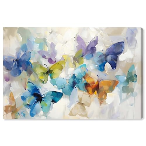 Art Remedy Fluttering Butterflies Gallery Wrapped Butterfly 1 Piece Canvas
