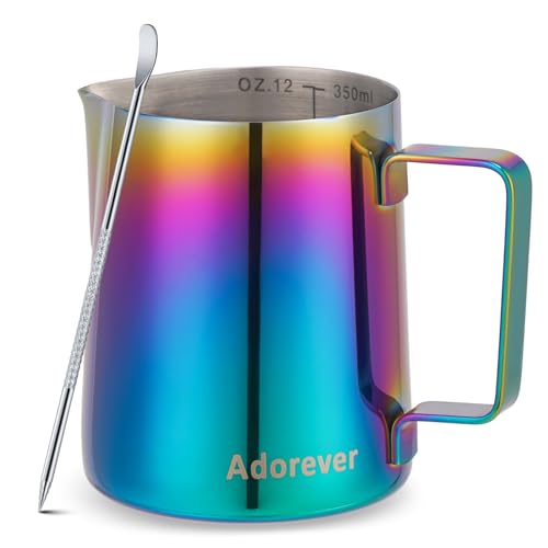 Image of Milk Frothing Pitcher Colorful 350ml (12oz) Steaming Pitchers Stainless Steel Milk Coffee Cappuccino Latte Art Barista Steam Pitchers Milk Jug Cup with Decorating Art Pen