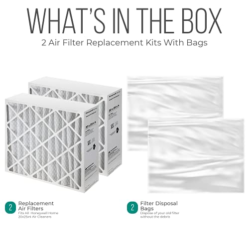 Honeywell 20X25X4 Ac Furnace Air Filter, Fc100A1037 Filter Replacement, Merv 11 Filter Media With Homequip Disposal Bag 2-Pack (Actual Size: 19.94 X 24.86 X 4.38 Inches) #TOP2