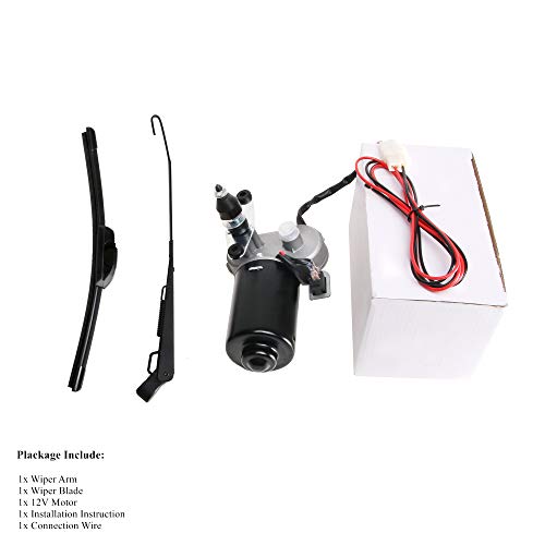 Universal 12V Electric UTV Windshield Wiper Motor Kit Fits Polaris Ranger RZR Kawasaki Honda Pioneer Golf Cart, Standard Wiper Motor Kit -110° Sweep Wiper Size: Arm: 17.7inch Blade:17.7inch - Thumbnail 3