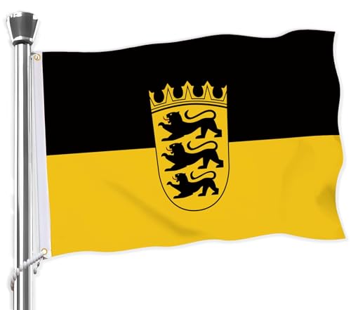 3x5 FT Baden-Württemberg Flagge,Große Flaggen,36x60 Zoll doppelt gedrucktes dauerhaftes Banner,150D dicke Polyester-Outdoor-Dekorationen mit 2 Messing-Grommet(Baden Württemberg,L) 3x5 FT Baden-Württemberg Flagge,Große Flaggen,36x60 Zoll doppelt gedrucktes dauerhaftes Banner,150D dicke Polyester-Outdoor-Dekorationen mit 2 Messing-Grommet(Baden Württemberg,L)