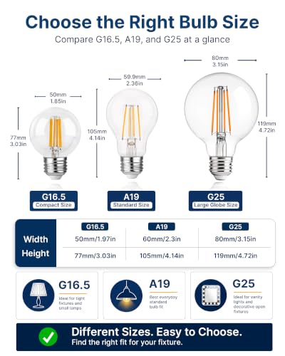 Image of FLSNT 6 Pack G25 LED Globe Edison Bulbs for Bathroom Vanity & Mirror Lighting, 5000K Daylight, CRI90+ Dimmable, 40W Equivalent, 400LM, E26 Base, Clear Glass Decorative Bulbs