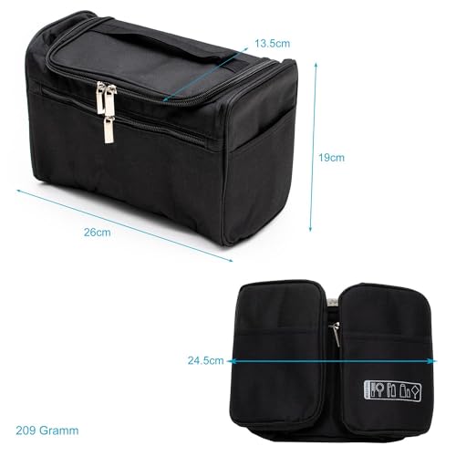 Kosmetiktasche Intirilife Tragbare in Schwarz – 26 x 14 x 17 cm