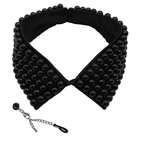 Zthread Vintage Beaded Collar Necklace Handmade Faux Pearl Collar Woman Fashion False Collar Necklace (Black+Extend Chain) Zthread Vintage Beaded Collar Necklace Handmade Faux Pearl Collar Woman Fashion False Collar Necklace (Black+Extend Chain)