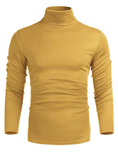 Image of Poriff Men's Casual Slim Fit Basic Tops Knitted Thermal Turtleneck Pullover Sweater