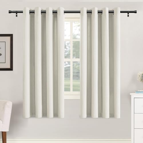 H.VERSAILTEX Soft Faux Linen Curtains 63 Inch Length 2 Panels for Living Room,Textured Light Filtering Grommet Window Treatments for Nursery/Bedroom 52W X 63L,Heather Ivory