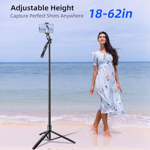 Image of Mobilife Long Selfie Stick Tripod 360 Rotation Balance Handle 62 inch Extended Mobile Tripod Aluminum Bluetooth Remote 3 in 1 Selfie Tripod for Vlog Travel Smartphone Mirrorless Camera GoPro