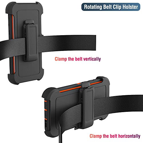 Image of Case for Galaxy S8 with Clip, Heavy-Duty Tough Rugged Shockproof Drop Protective Cover Cases for Samsung Galaxy S8, Black+Orange