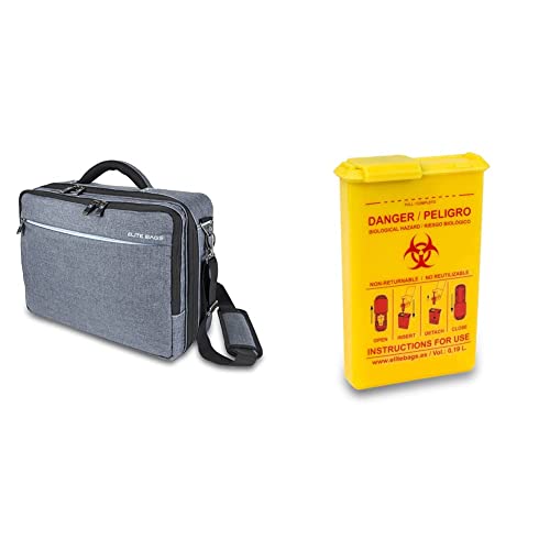 ELITE BAGS Street'S Maletín de Asistencia Domiciliaria, Diseño Moderno y Práctico, Negro/Gris, 40 x 30 x 16 cm QVM-00077/02 - Combio's contenedor Material biocontaminado