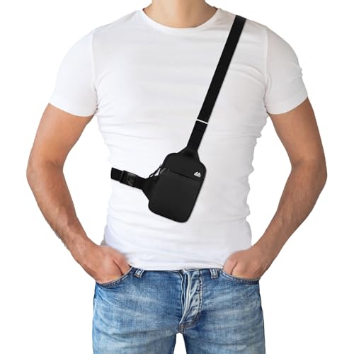 Peicees Mini Crossbody Sling Bag Dual Pocket Water Resistant Running Phone Holder Chest Shoulder Bag for Men Women Travel Gym2