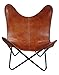Produktbild Bauhauschairs Butterfly Chair Spirit Leder Schmetterlingsstuhl Echtledersessel Retrolook Vintagedesign mittelbraun (Cognac)