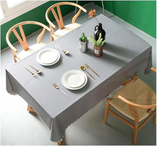 Mantel, mesa rectangular, mantel, mantel rectangular, mantel de PVC, repelente al agua, fácil de limpiar, color sólido, borde ondulado, mantel para comer, Acción de Gracias, Navidad, d