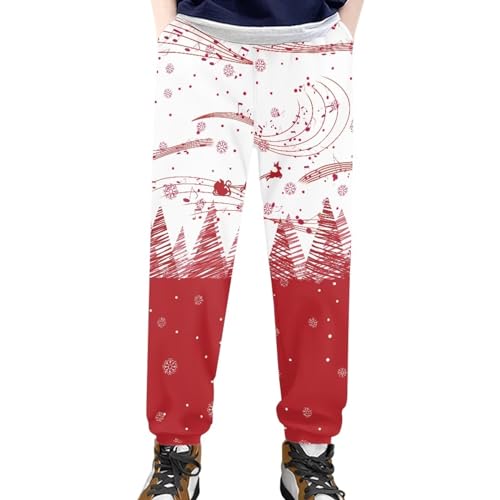 AmzPrint Christmas Sweatpants Cargo for Unisex Children Boys Gilrs High Waisted Athletic Joggers Pants Fall Winter Clothes
