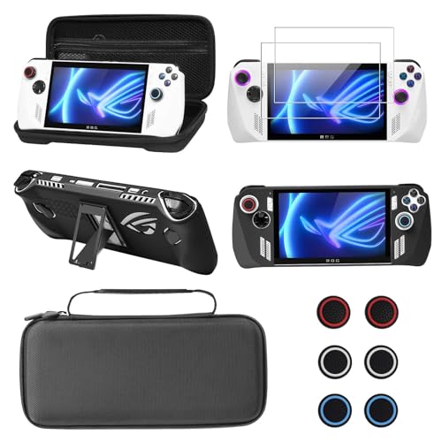 GUTIAL Accessories kit for ASUS ROG Ally 2023 - Black Accessories Bundle for ROG Alloy Gaming Handheld with Carrying Case Protective Cover case and 2 Pack Screen Protector, 6 Thumb Grips by GUTIAL - Used condition - US$15.67