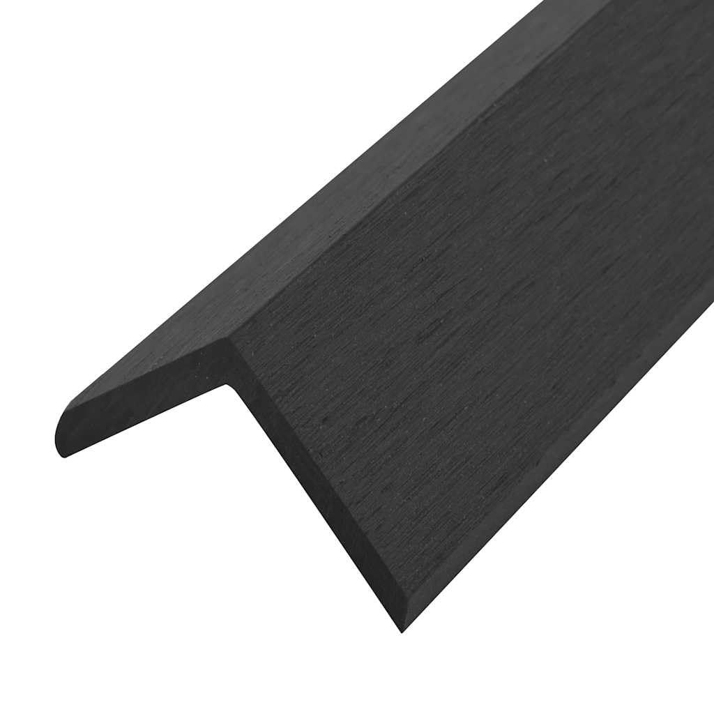 vidaXL Molduras Angulares 5 uds, Perfiles en Forma de Ángulo, Remates de Esquina de Tarima, Bordes Cantoneras para Terraza, WPC Negro 170 cm