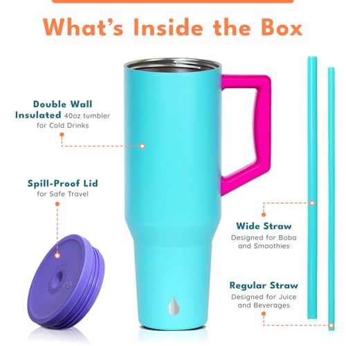 Image of Elemental Spill Proof 40oz Insulated Tumbler with Handle & Straw Travel Mug