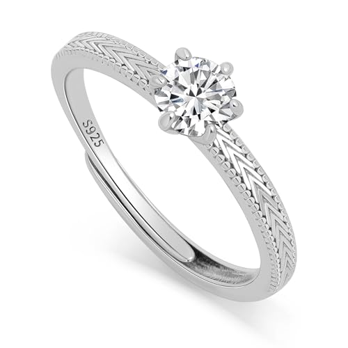 Meissa Bagues de Mariage 0,28CT pour Femme Ensemble de Bagues Couple en Argent Sterling 925 Fiançailles Mariage pour Lui et Elle Taille Ajustable 49 à 68