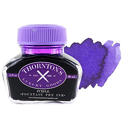 Thornton's Luxury Goods Fountain Pen Ink Bottles 30ml Purple Suitable For All Brands International Standard Bottled Ink Premium Refill for Calligraphy Pens Gives Smooth Free-Flow Writing