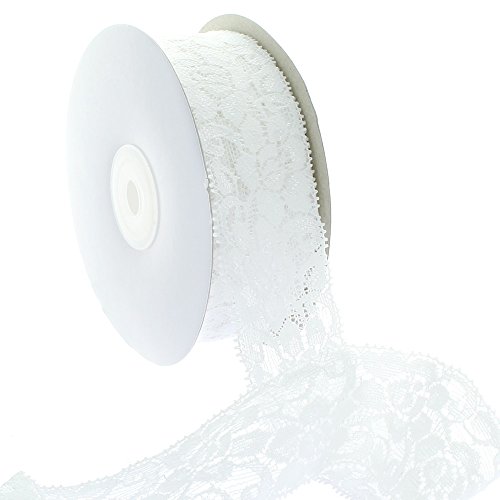 Ribbon Traditions 1.5" Stretch Elastic Lace Trim White 25 Yards