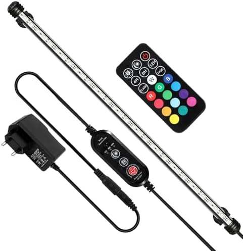 Peviasot Aquarium LED Beleuchtung, 10,8W Aquarium-Licht RGB, IP67 Wasserdicht, Aquarium-Lichtleiste mit automatischem Timer-Schalter, Geeignet für Süßwasseraquarien unterschiedlich
