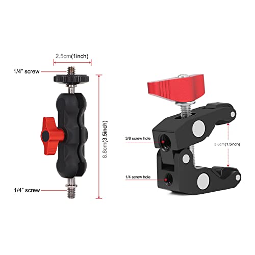 Super Ball Head Clamp, Horizontal Stripe Monitor Mount Ball Head Clamp 3/8 Inch Screw Hole 1/4 Inch Screw Hole For Backlight #TOP6