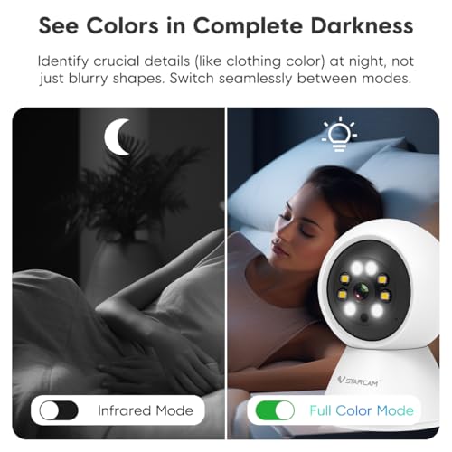 Image of VSTARCAM 3MP 2K Indoor Security Camera, 2.4GHz WiFi Pet Camera with 355 Pan 60 Tilt, Human Detection, Color Night Vision, 20260624