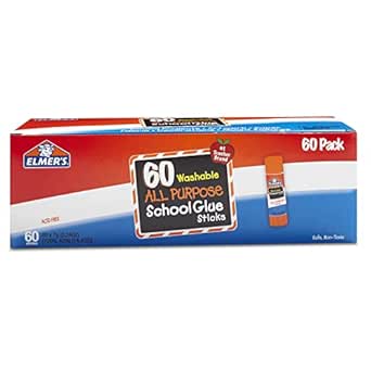 Elmer's All Purpose School Glue Sticks, Washable, 0.24 Ounce Glue Sticks for Kids | School Supplies | Scrapbooking Supplies | Vision Board Supplies, 60 Count (Pack of 1), Standard Stick