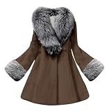 Guantes largos reversibles de imitación para mujer con cuello falso, manga larga, vestidos peludos fríos, colcha ligera, café, 3XL